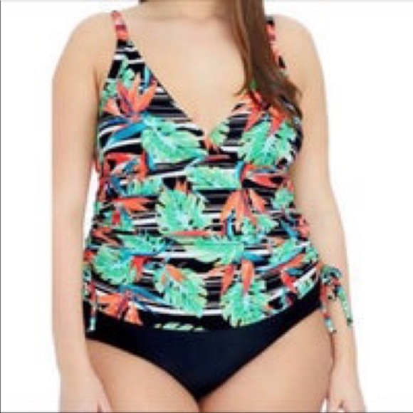 St John’s Bay Swimsuit Tropical One Piece Plus 20W New - Picture 1 of 7